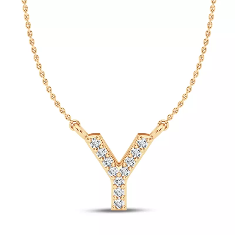 Lab Diamond Initial Necklace – Y
