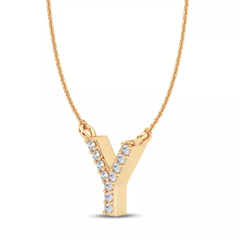 14K Yellow Gold Lab Diamond Initial Necklace – Y