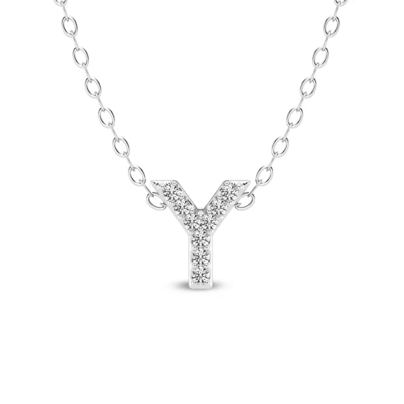 Petite Lab Diamond Initial Pendant – Y
