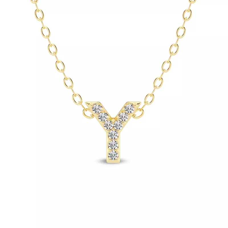 Petite Lab Diamond Initial Necklace – Y