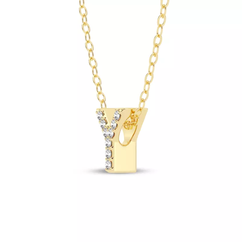 14K Yellow Gold Petite Lab Diamond Initial Necklace – Y