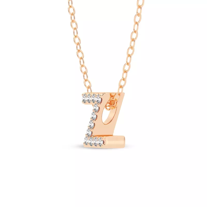 18K Rose Gold Petite Lab Diamond Initial Pendant – Z