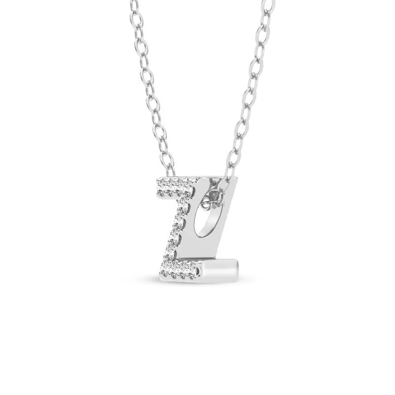 14K White Gold Petite Lab Diamond Initial Necklace – Z
