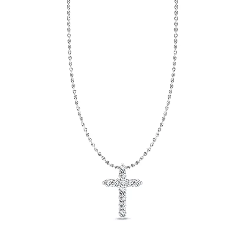Classic Shared Prong Lab Diamond Cross Pendant (.10 ct. tw.)