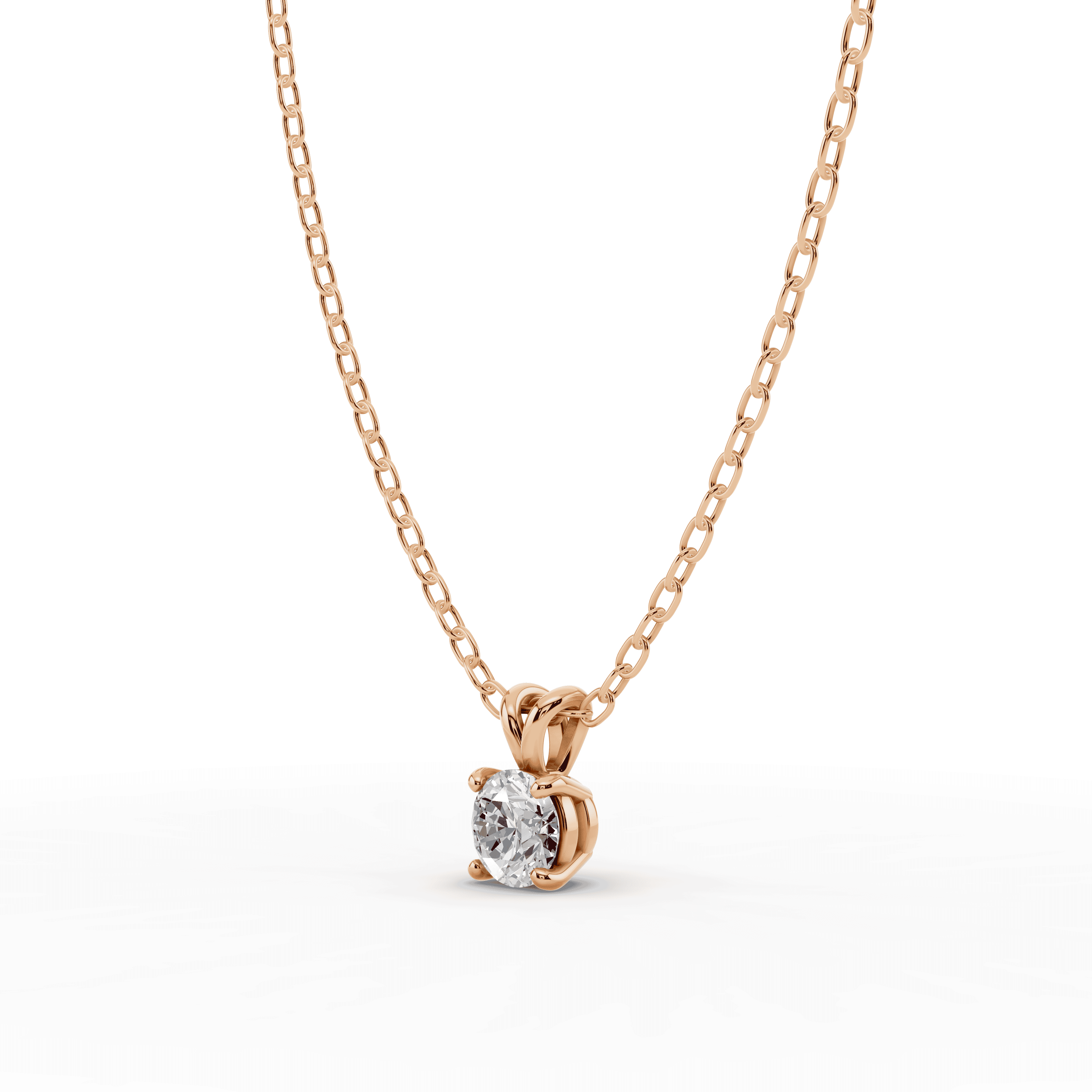 18K Rose Gold Split Bail Lab Diamond Solitaire Necklace (¼ ct.)