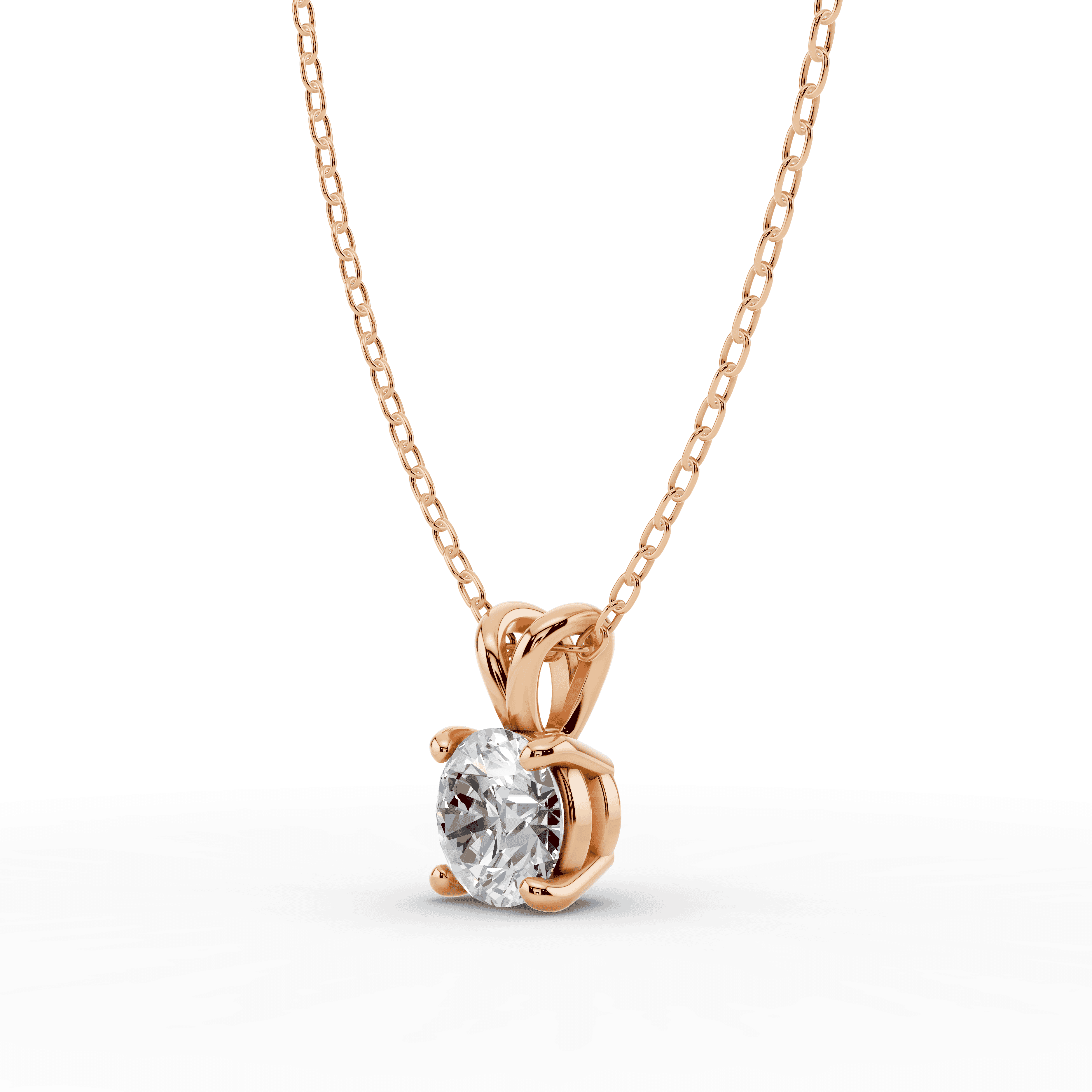 18K Rose Gold Split Bail Lab Diamond Solitaire Necklace (1.00 ct.)