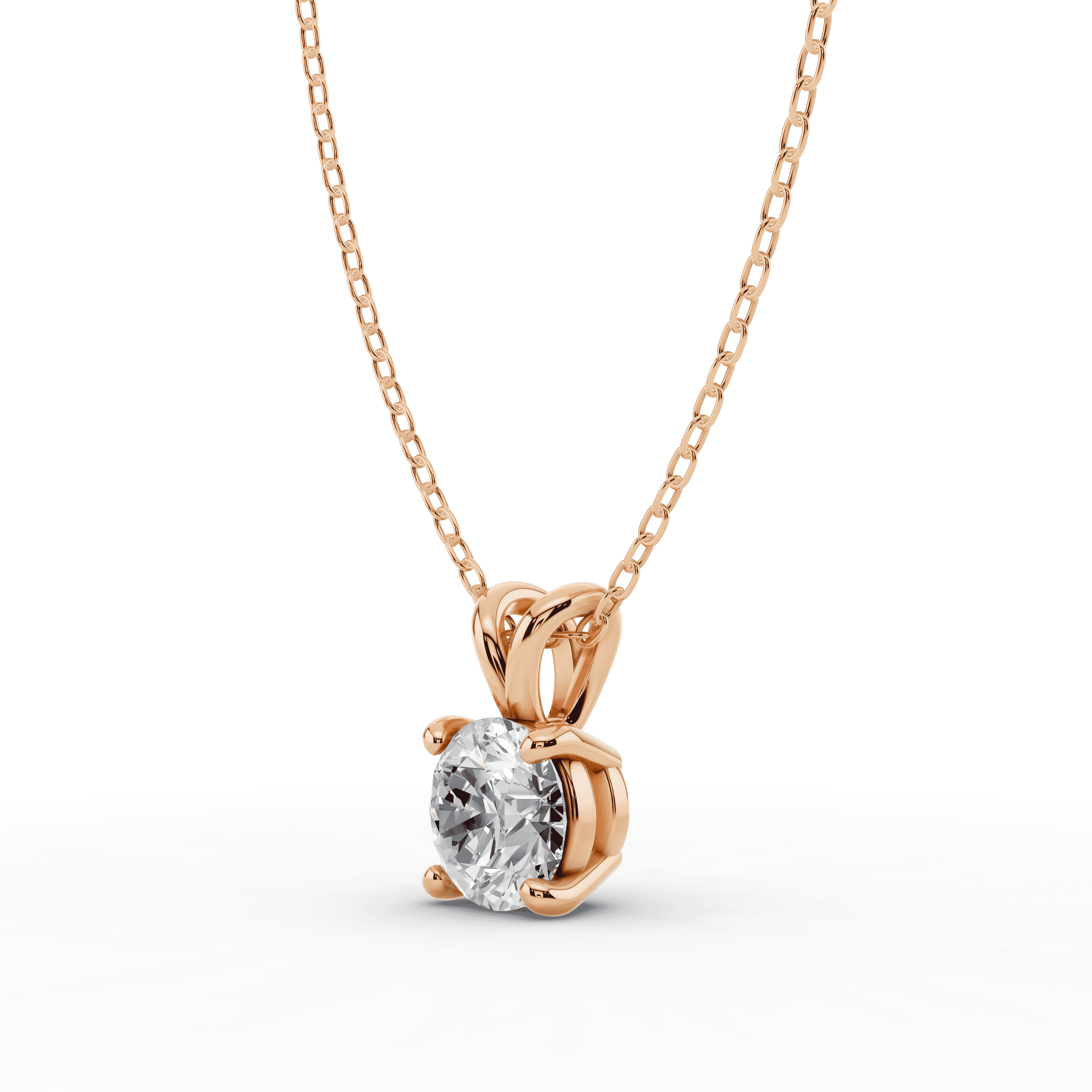 18K Rose Gold Split Bail Lab Diamond Solitaire Necklace (1.50 ct.)