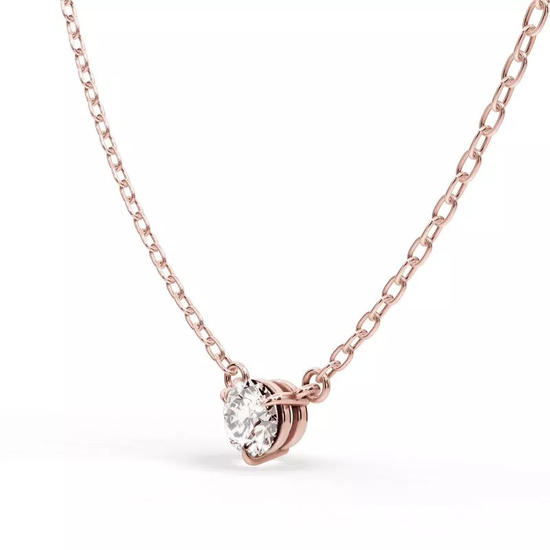 14K Rose Gold 3-Prong Lab Diamond Solitaire Necklace (1/4 ct.)