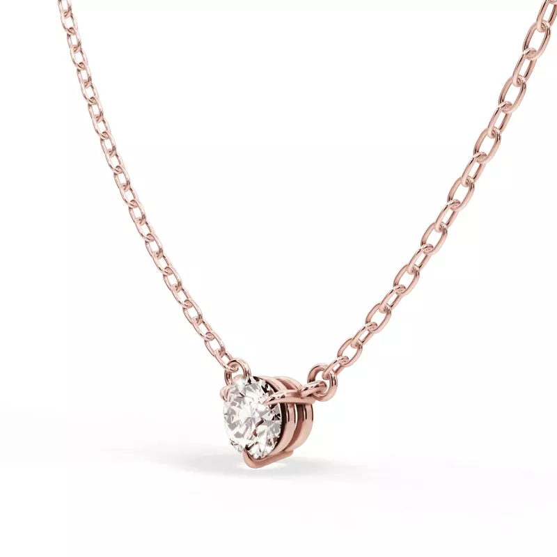 14K Rose Gold 3-Prong Lab Diamond Solitaire Necklace (1/3 ct.)