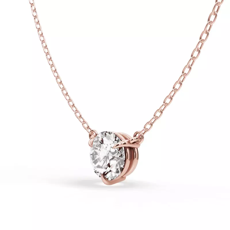 14K Rose Gold 3-Prong Lab Diamond Solitaire Necklace (1.5 ct.)