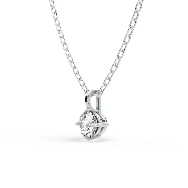 Classic Compass Set Round Lab Diamond Solitaire Silver Necklace (1/2 ct. tw.)