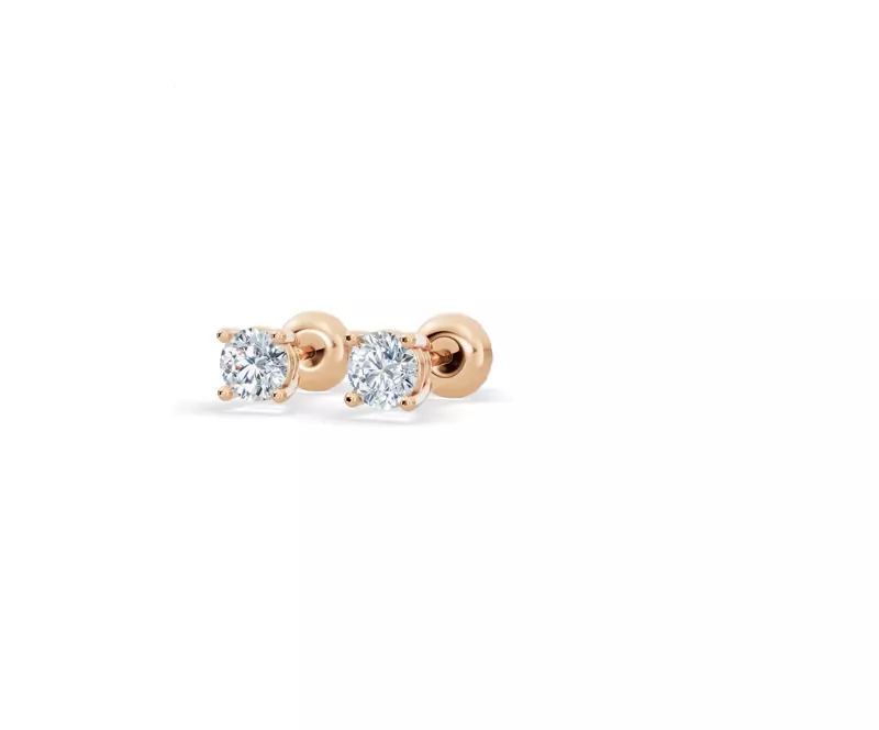14K Rose Gold Lab Diamond Stud Screw-Back Earrings (1/4 ct. tw.)