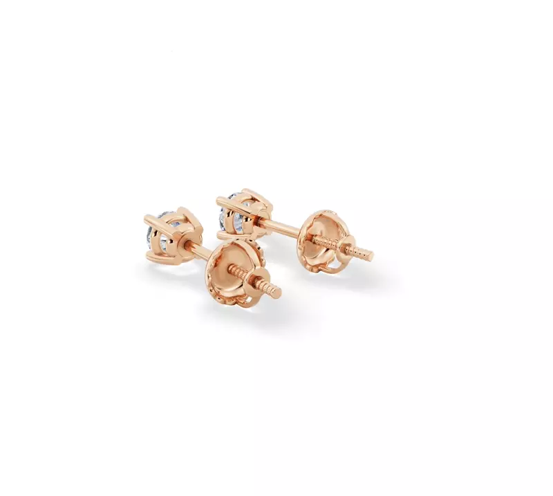 14K Rose Gold Lab Diamond Stud Screw-Back Earrings (1/4 ct. tw.)