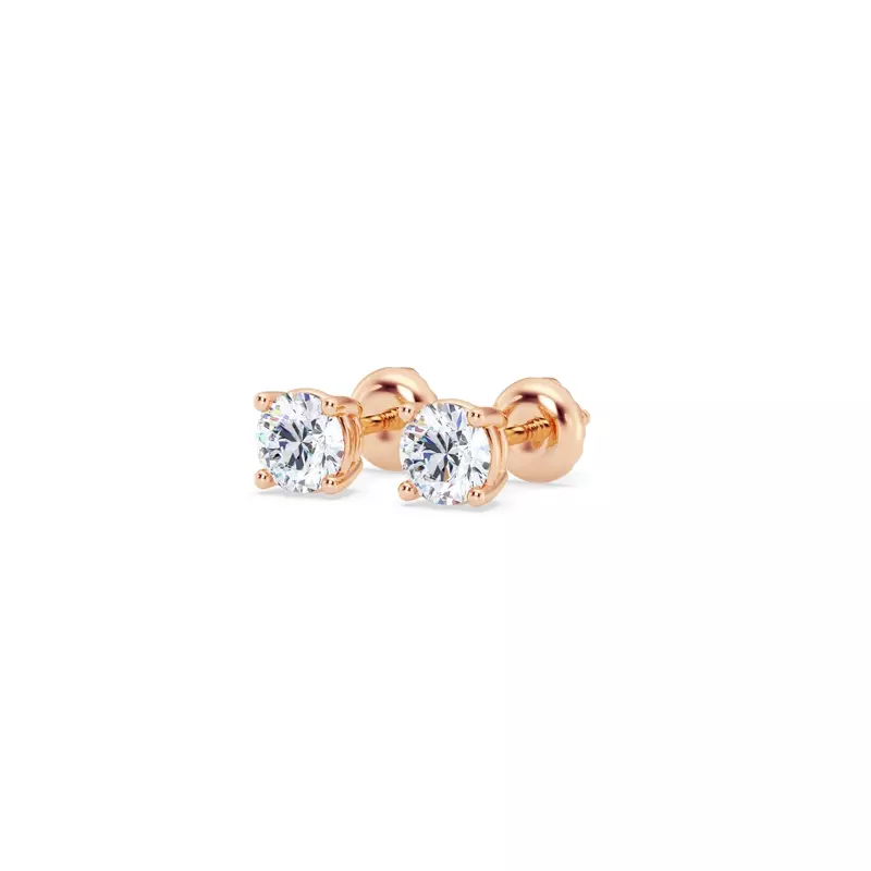 14K Rose Gold Lab Diamond Stud Screw-Back Earrings (1/2 ct. tw.)