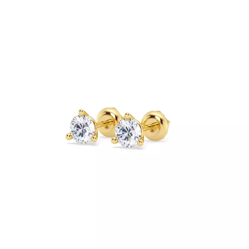 18K Yellow Gold Three-Prong Martini Lab Diamond Screw-Back Earrings (1/2 ct. tw.)