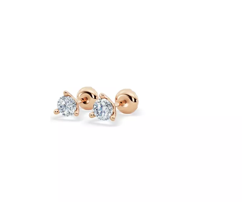 14K Rose Gold Three-Prong Martini Lab Diamond Screw-Back Earrings (1/4 ct. tw.)