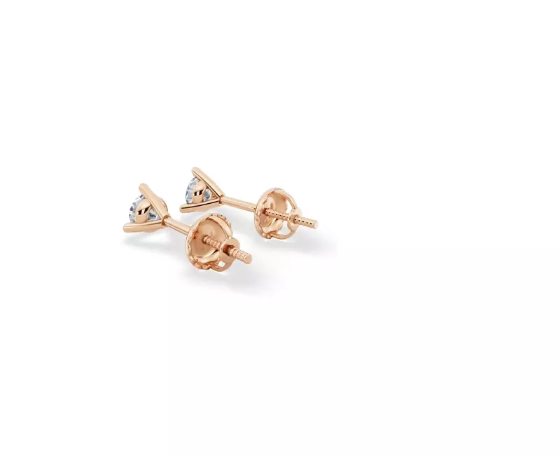 14K Rose Gold Three-Prong Martini Lab Diamond Screw-Back Earrings (1/4 ct. tw.)