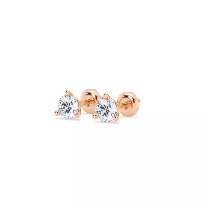 14K Rose Gold Three-Prong Martini Lab Diamond Screw-Back Earrings (1/2 ct. tw.)