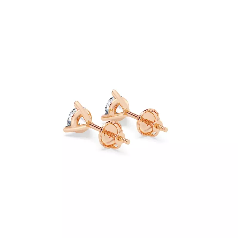 14K Rose Gold Three-Prong Martini Lab Diamond Screw-Back Earrings (1/2 ct. tw.)