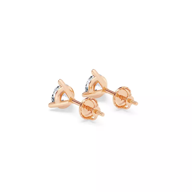 14K Rose Gold Three-Prong Martini Lab Diamond Screw-Back Earrings (3/4 ct. tw.)