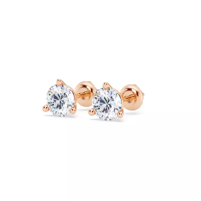 14K Rose Gold Three-Prong Martini Lab Diamond Screw-Back Earrings (1 1/2 ct. tw.)