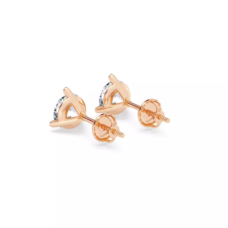 14K Rose Gold Three-Prong Martini Lab Diamond Screw-Back Earrings (1 1/2 ct. tw.)