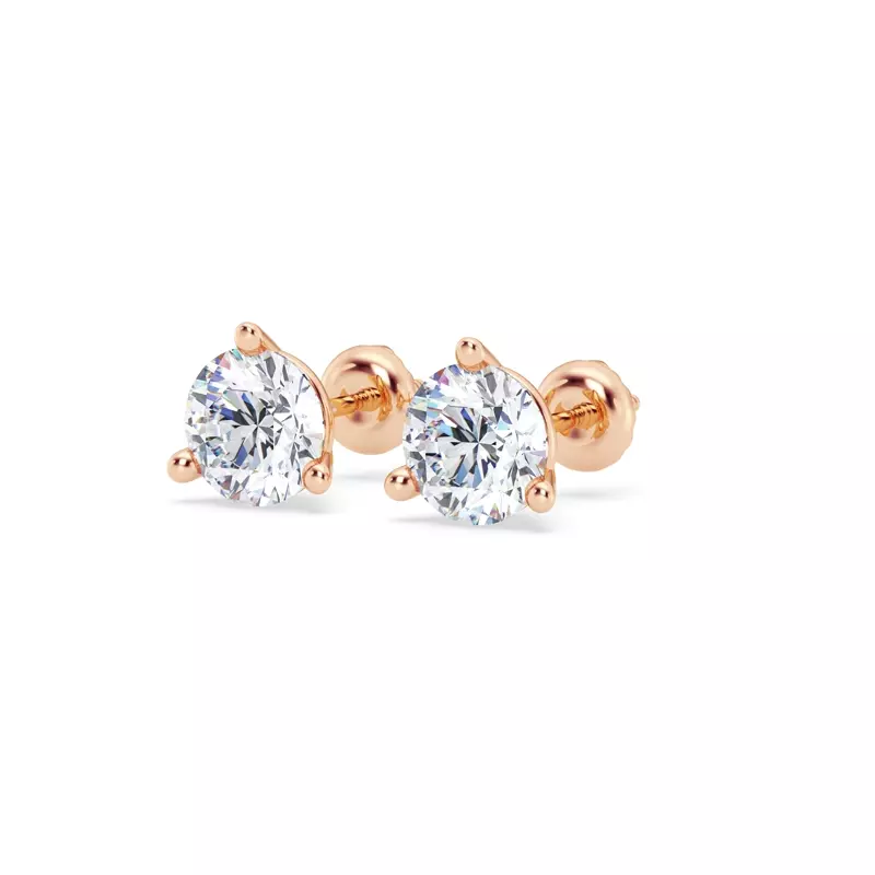 14K Rose Gold Three-Prong Martini Lab Diamond Screw-Back Earrings (2 ct. tw.)