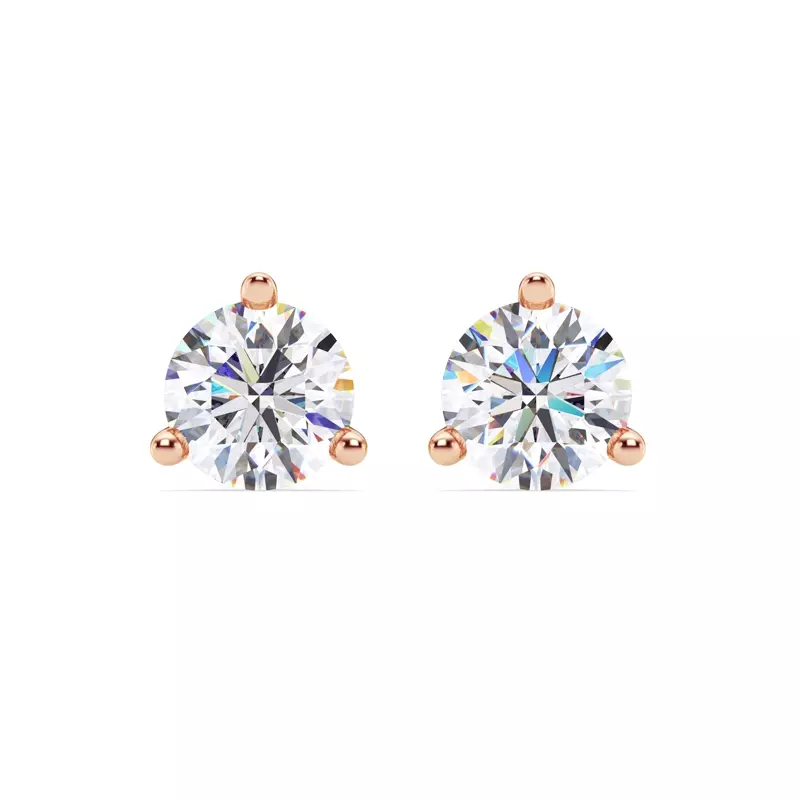 14K Rose Gold Three-Prong Martini Lab Diamond Screw-Back Earrings (5 ct. tw.)