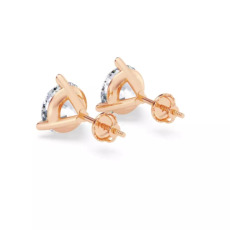 14K Rose Gold Three-Prong Martini Lab Diamond Screw-Back Earrings (5 ct. tw.)