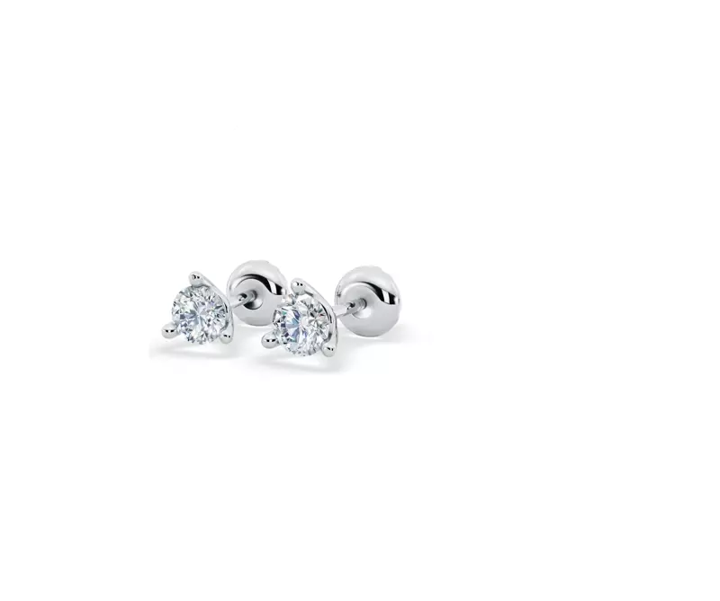 14K White Gold Three-Prong Martini Lab Diamond Screw-Back Earrings (1/4 ct. tw.)