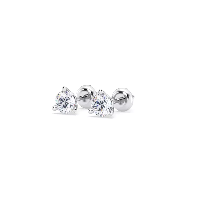 14K White Gold Three-Prong Martini Lab Diamond Screw-Back Earrings (1/2 ct. tw.)
