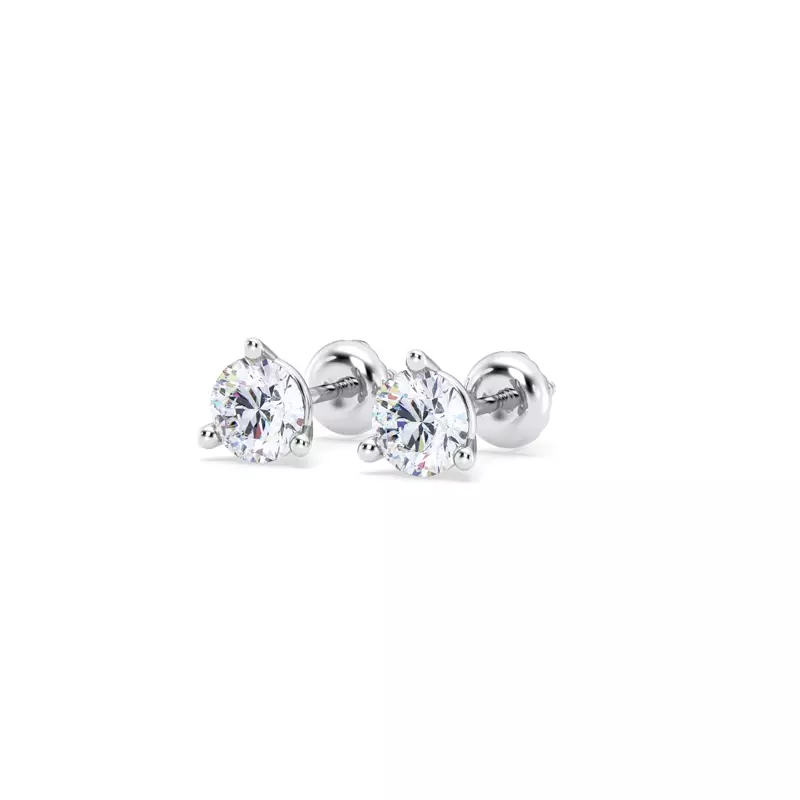 14K White Gold Three-Prong Martini Lab Diamond Screw-Back Earrings (3/4 ct. tw.)