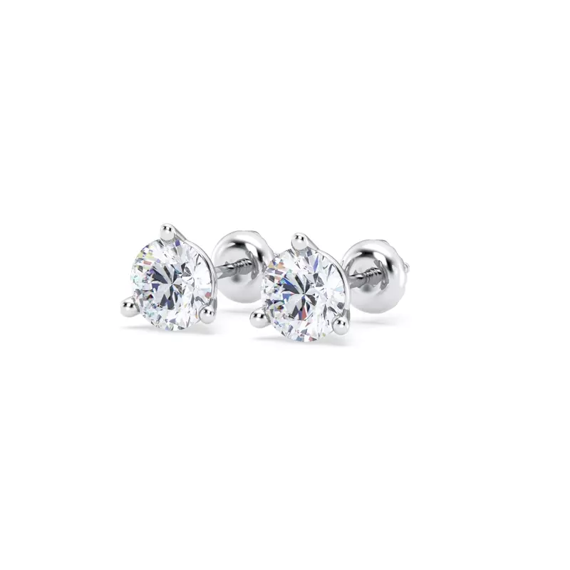 14K White Gold Three-Prong Martini Lab Diamond Screw-Back Earrings (1.50 ct. tw.)