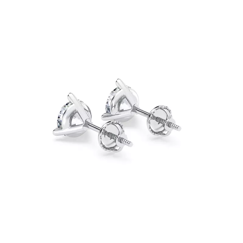 14K White Gold Three-Prong Martini Lab Diamond Screw-Back Earrings (1.50 ct. tw.)