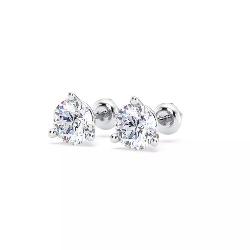 14K White Gold Three-Prong Martini Lab Diamond Screw-Back Earrings (2.00 ct. tw.)