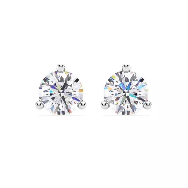 14K White Gold Three-Prong Martini Lab Diamond Screw-Back Earrings (6 ct. tw.)
