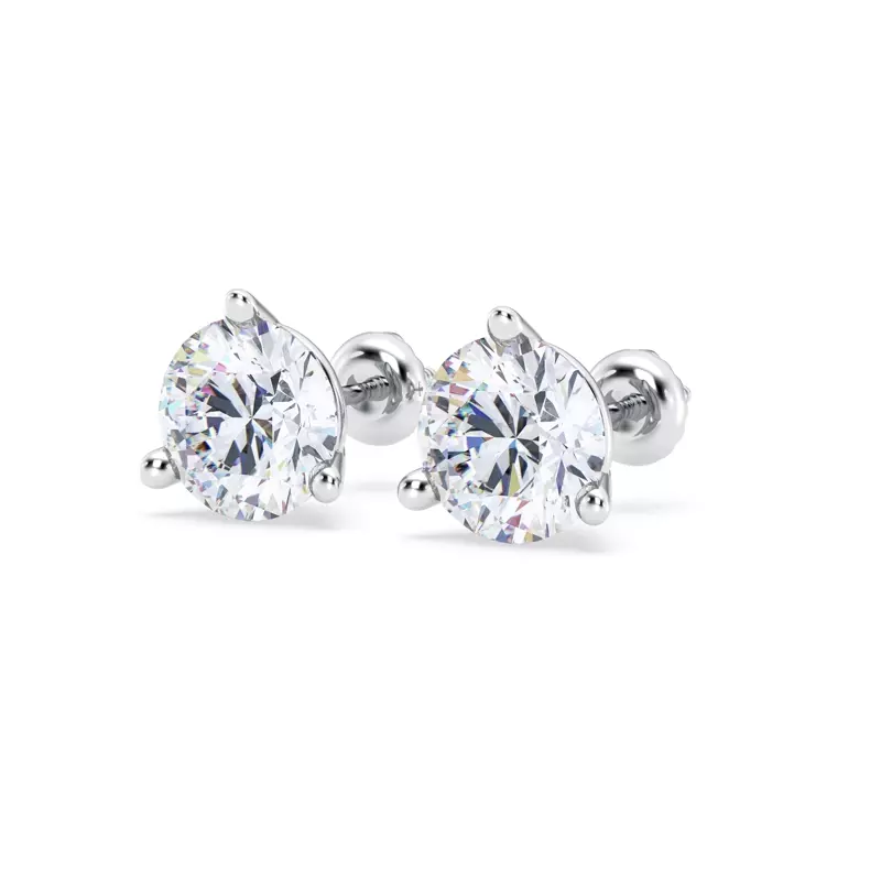 14K White Gold Three-Prong Martini Lab Diamond Screw-Back Earrings (6 ct. tw.)