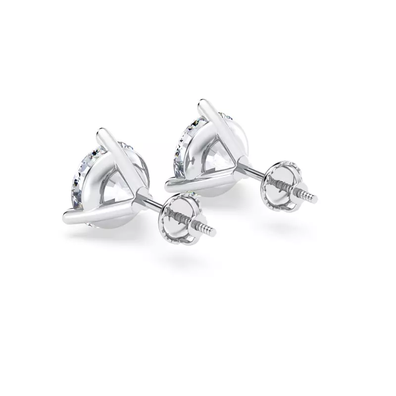14K White Gold Three-Prong Martini Lab Diamond Screw-Back Earrings (6 ct. tw.)