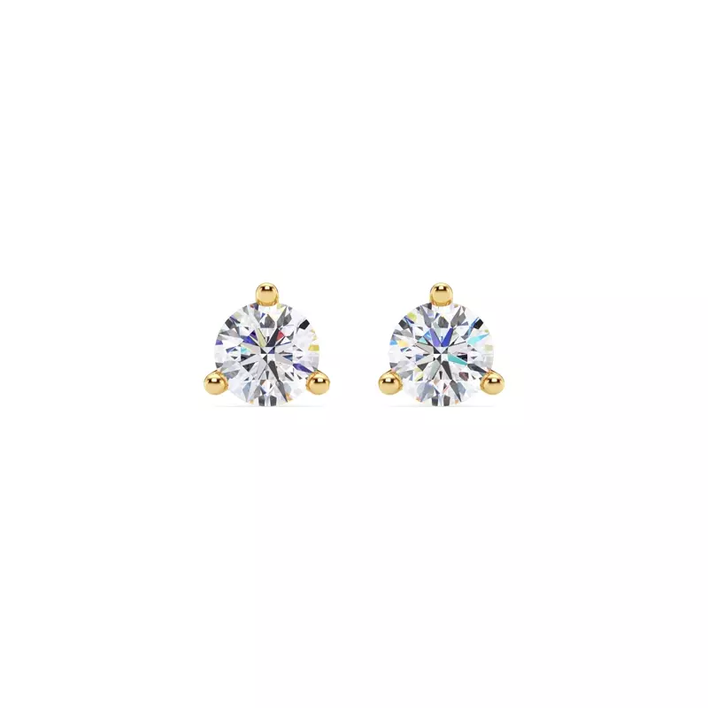 14K Yellow Gold Three-Prong Martini Lab Diamond Screw-Back Earrings (1 ct. tw.)