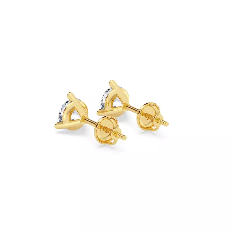 14K Yellow Gold Three-Prong Martini Lab Diamond Screw-Back Earrings (1 ct. tw.)