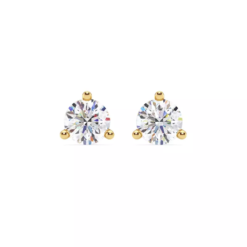 14K Yellow Gold Three-Prong Martini Lab Diamond Screw-Back Earrings (2 ct. tw.)
