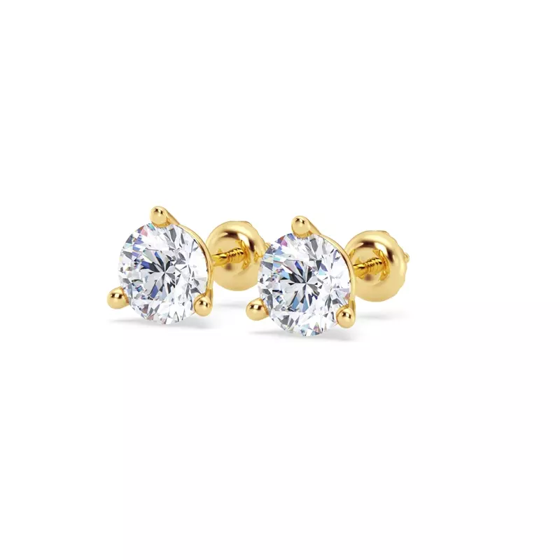14K Yellow Gold Three-Prong Martini Lab Diamond Screw-Back Earrings (2 ct. tw.)