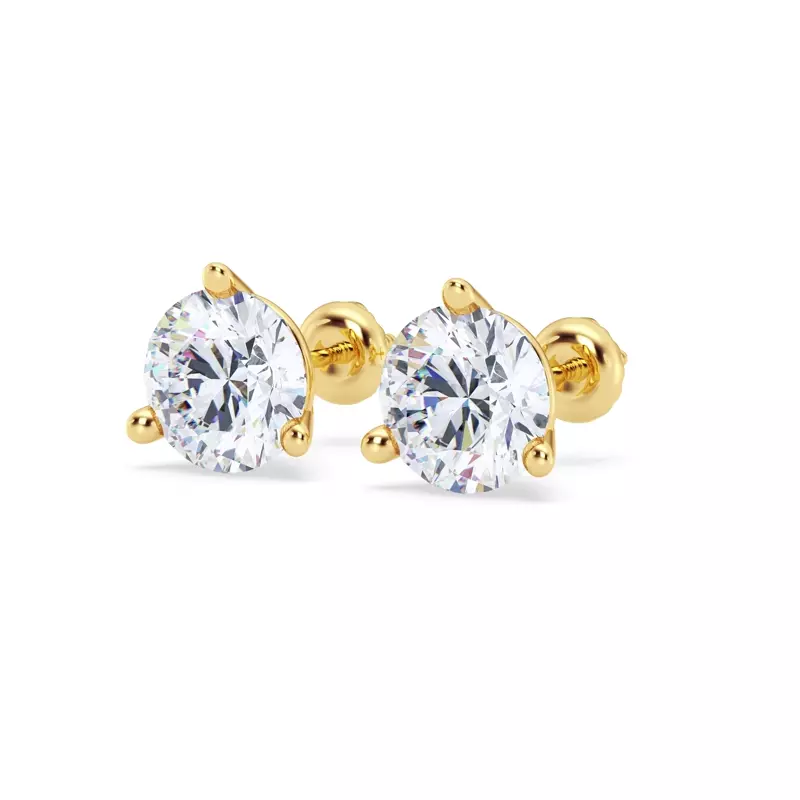 14K Yellow Gold Three-Prong Martini Lab Diamond Screw-Back Earrings (4 ct. tw.)