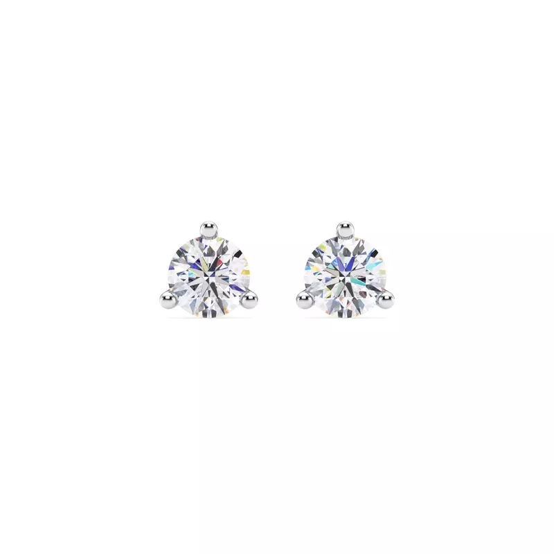 Platinum Three-Prong Martini Lab Diamond Screw-Back Earrings (1 ct. tw.)
