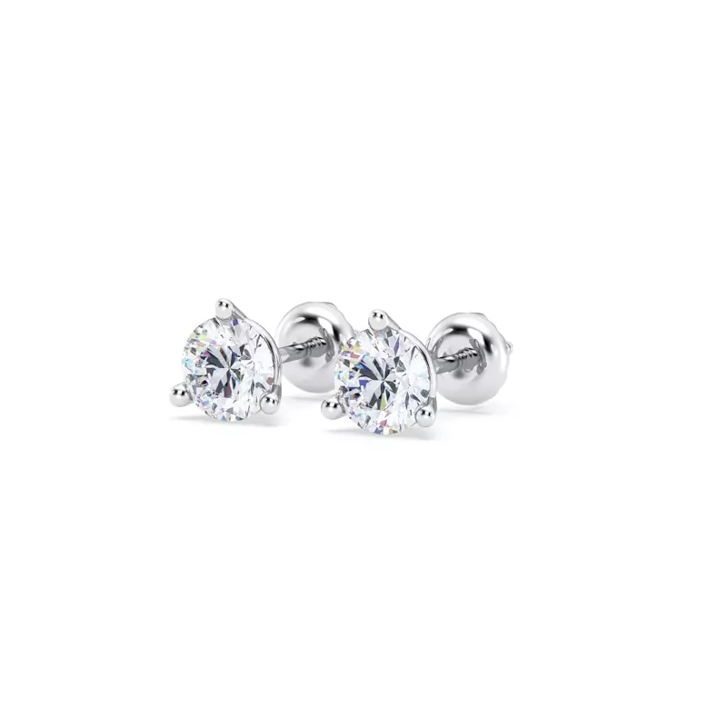 Platinum Three-Prong Martini Lab Diamond Screw-Back Earrings (1 ct. tw.)