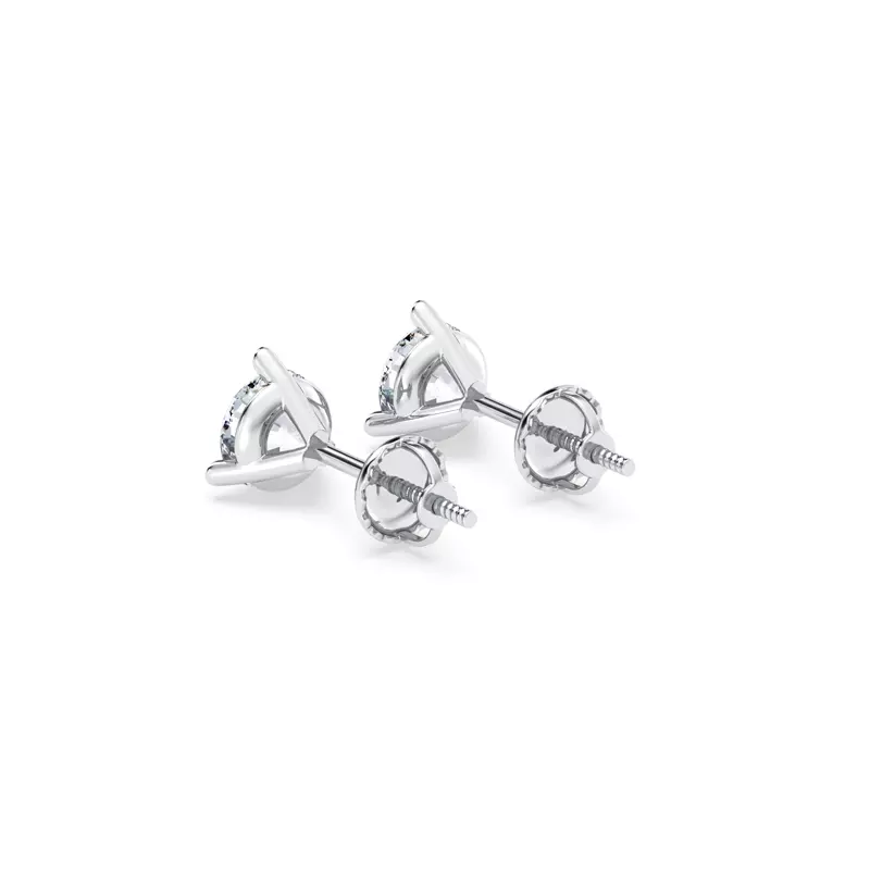 Platinum Three-Prong Martini Lab Diamond Screw-Back Earrings (1 ct. tw.)