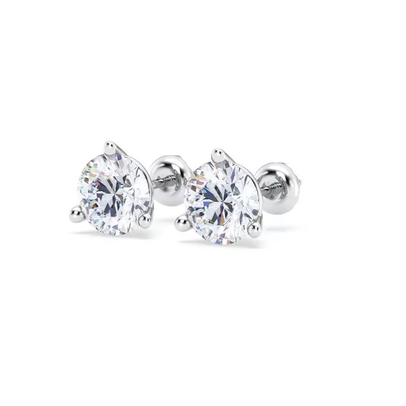 Platinum Three-Prong Martini Lab Diamond Screw-Back Earrings (3.00 ct. tw.)