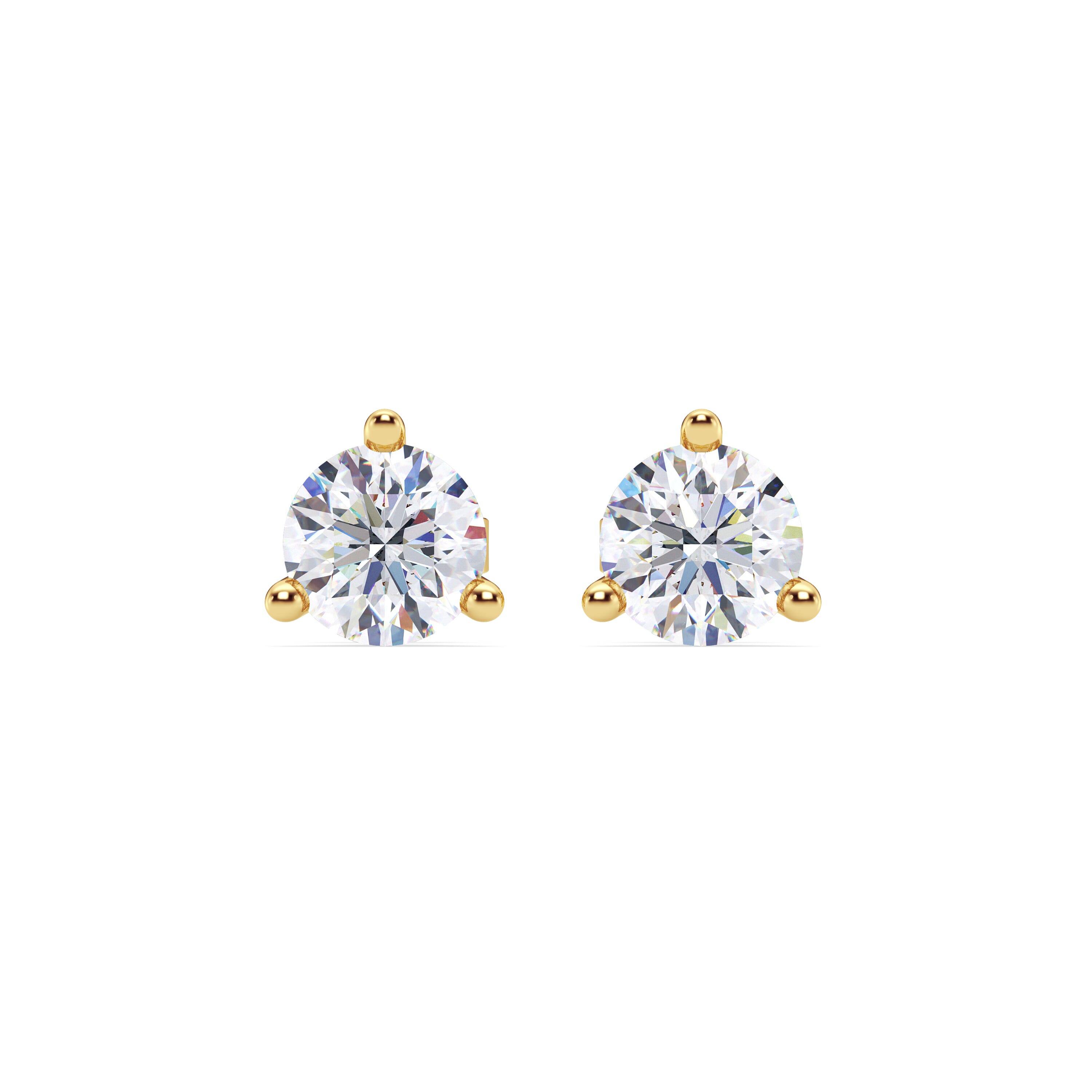 14K Yellow Gold Three-Prong Lab Diamond Martini Earrings (2 ct. tw.)
