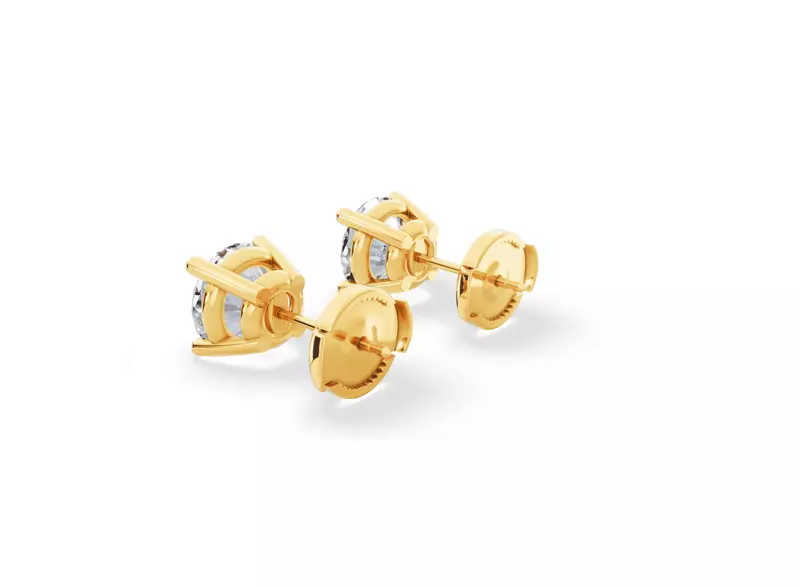 18K Yellow Gold Lab Diamond Guardian Back Earrings (2 ct. tw.)