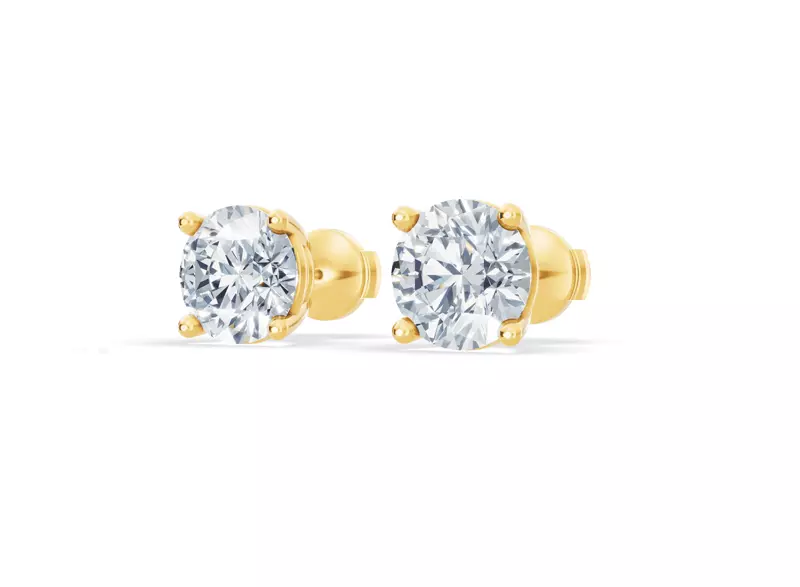 18K Yellow Gold Lab Diamond Guardian Back Earrings (4 ct. tw.)